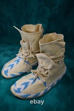 Wind River Shoshone Moccasins, Hard Soles, Hand Made USA, NEVER WORN