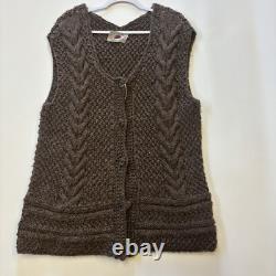 Woman's Hand Made In USA Connecticut 100% Wool Vest Raw Undyed Aran