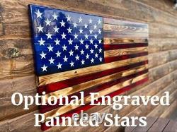 Wooden American Flag, Patriotic Flag, Charred American Flag, Rustic Designer