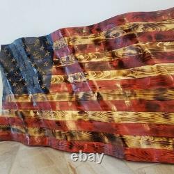 Wooden American Flag. Wavy Beautiful Hand Carved. Made in the USA