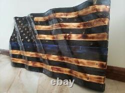 Wooden American Flag. Wavy Beautiful Hand Carved. Made in the USA