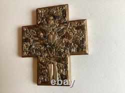 Wooden Milagro Cross 11 X 9 1/2 X 4 1/2 refurbished Piece Hand Made USA