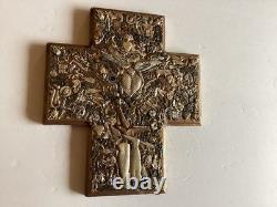 Wooden Milagro Cross 11 X 9 1/2 X 4 1/2 refurbished Piece Hand Made USA