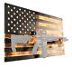Wooden Rustic American Flag With Gun Rack Handmade 36 X 19.5 Made In The Us