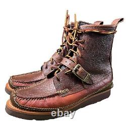 Yuketen Maine Guide 6 Eye DB Leather Boots Handmade In USA Vibram Mens Sz 11E