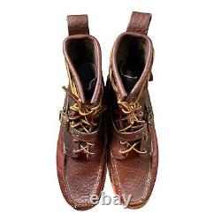 Yuketen Maine Guide 6 Eye DB Leather Boots Handmade In USA Vibram Mens Sz 11E