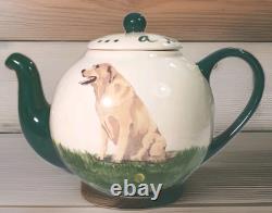 Zeppa Pottery Hand Painted Labrador Golden Yellow Lab Dog Teapot