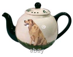 Zeppa Pottery Hand Painted Labrador Golden Yellow Lab Dog Teapot