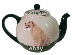 Zeppa Pottery Hand Painted Labrador Golden Yellow Lab Dog Teapot