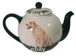 Zeppa Pottery Hand Painted Labrador Golden Yellow Lab Dog Teapot