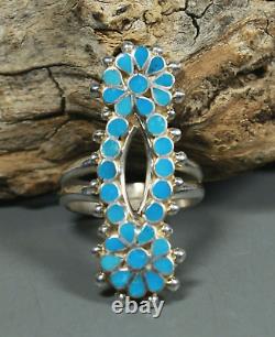 Zuni Dishta style Turquoise Ring size 7 Sterling Silver Michelle Peina