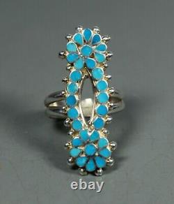 Zuni Dishta style Turquoise Ring size 7 Sterling Silver Michelle Peina