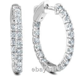 14k Or Blanc ou Or Jaune 1Ct TW Rond Diamant Naturel Hoops 1 Tall