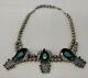 16 Native American Indian Navajo Argent Pendentif Turquoise Collier De Perles De Papaye