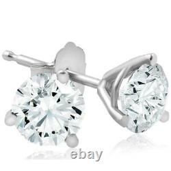 1/2ct Demi-carat F Vs Coupe Ronde Diamants Authentiques Boucles D'oreilles En Or Blanc 14k