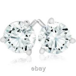 1/2ct Demi-carat F Vs Coupe Ronde Diamants Authentiques Boucles D'oreilles En Or Blanc 14k