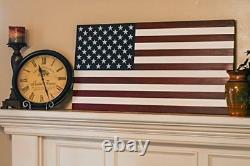 36 X 19 Grand drapeau américain en bois fait à la main à 100% aux États-Unis