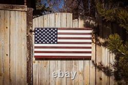 36 X 19 Grand drapeau américain en bois fait à la main à 100% aux États-Unis