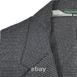 44 R Custom Martin Greenfield Charcoal Grey Mini Hounds Suit De Dent Fabriqués À La Main États-unis