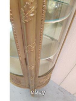 56312 Hollywood Regency Bow Glass Curio Cabinet Chine Vernis Martin Vitrine