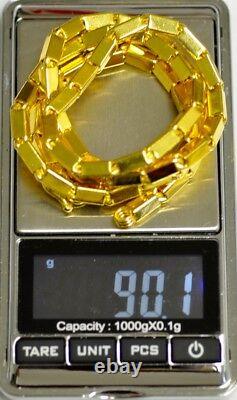 9999 24k Yellow Gold Baht Boîte Collier De Chaîne À La Main Aux Etats-unis 90,00 Grammes