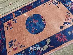 Antique Chinois Main Fait De La Laine Rug/carpet/36 Inx30 Inches USA Vente Seulement