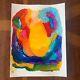 Art Abstrait Original Sur Papier Cheerful Bright Colorful Home Décor Acrylique #52