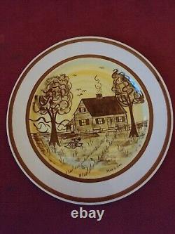 Assiette Cabane signée par un artiste de la poterie du Blue Ridge Sud