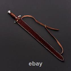 BEAU Couteau de chasse Viking en acier Damas forgé sur mesure avec fourreau USA