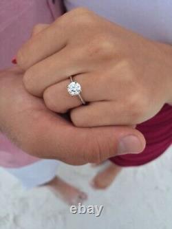 Bague de fiançailles en or blanc 14 carats avec diamant Moissanite taillé en rond 2 CT certifié D-VVS1 8mm