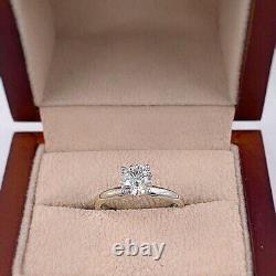 Bague de fiançailles en or blanc 14 carats avec diamant Moissanite taillé en rond 2 CT certifié D-VVS1 8mm