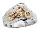 Bague De Moto Faite à La Main En Argent Sterling Avec Moto En Or 14 Carats Fabriquée Aux États-unis Tt