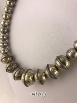 Banc Emboîté Main Perles Navajo Gradué Collier De Perles D'argent Sterling 20 335