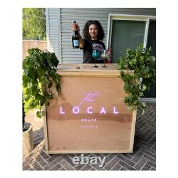 Bar mobile pliable en bois fait main, personnalisable et léger pour le transport