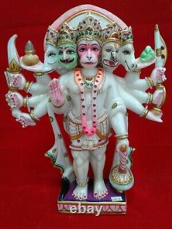 Beau Seigneur Hanuman Main Fait Marbre Blanc 15 Pouces Hauteur Idol USA Vendeur