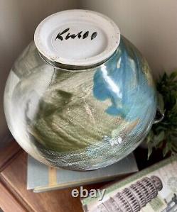 Beau vase en argile émaillée d'art de poterie de Tom Kendall 12 pouces de haut USA Lot#2