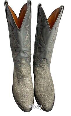 Bottes de cowboy western en cuir exotique gris El Dorado faites à la main aux États-Unis pour hommes taille 10 B