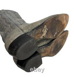 Bottes de cowboy western en cuir exotique gris El Dorado faites à la main aux États-Unis pour hommes taille 10 B