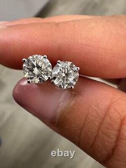 Boucle d'oreille en or 14 carats avec une vis en diamant de 0,1 carat, à tige unique, cultivé en laboratoire (DEF/VS)