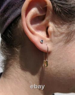 Boucles D'oreilles À Épingles De Sécurité En Platine (pair) 1''long Fabriqué À La Main Aux États-unis