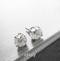 Boucles d'oreilles à diamants 1 cttw en or blanc 14 carats