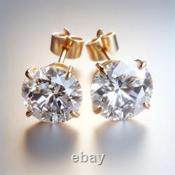 Boucles d'oreilles clou en diamant naturel de demi-carat avec sertissage en or jaune 14 carats
