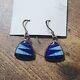 Boucles D'oreilles En Argent Sterling Avec Pendants En Pierre Incrustée Faits à La Main, Bleu, Fabriquées Aux États-unis