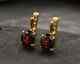 Boucles D'oreilles Pendantes Et Pendantes Pour Femme En Grenat Rouge Créé En Laboratoire Plaqué Or Jaune 14 Carats 3 Carats