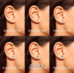 Boucles d'oreilles solitaires à vis en moissanite certifiée D couleur VVS1