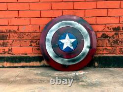 Bouclier endommagé Captain America Avengers Endgame Version cuir avec sangles fait main