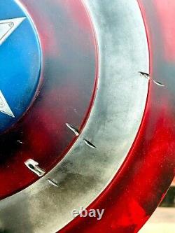 Bouclier endommagé Captain America Avengers Endgame Version cuir avec sangles fait main