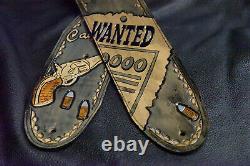 Bracelet De Guitare En Cuir Outillé Toutes Les Mains Fabriqués Aux États-unis 3.5 Outlaw Series Wanted 7