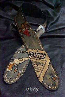 Bracelet De Guitare En Cuir Outillé Toutes Les Mains Fabriqués Aux États-unis 3.5 Outlaw Series Wanted 7