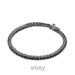 Bracelet de tennis en diamant noir simulé de coupe ronde de 8 Ct plaqué or blanc 14K